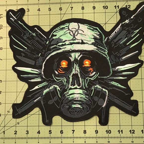 Zombie Skull Back Patch Biker Iron or Sew on Patch - Picture 4 of 4